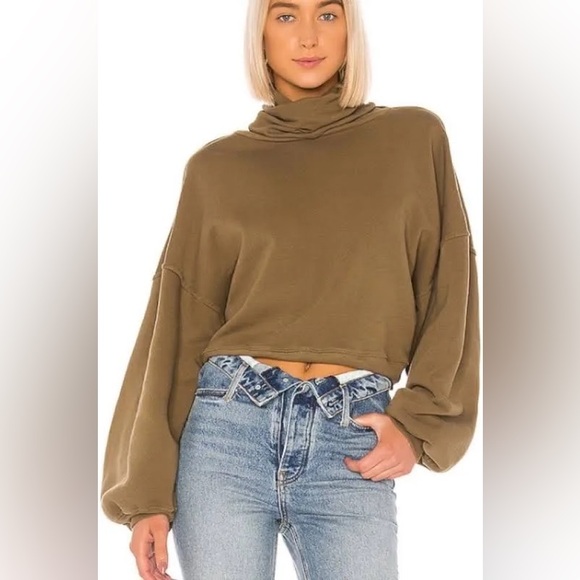 Agolde Sweaters - Agolde Ballon Sleeve Turtleneck Pullover Sweatshirt Womens M Green100% Cotton